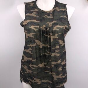 Lucky and Blessed sleeveless green camo hi lo tank